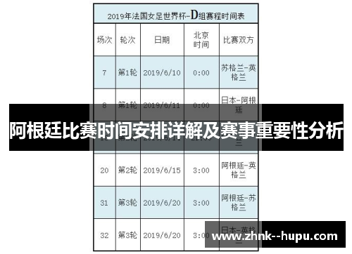阿根廷比赛时间安排详解及赛事重要性分析